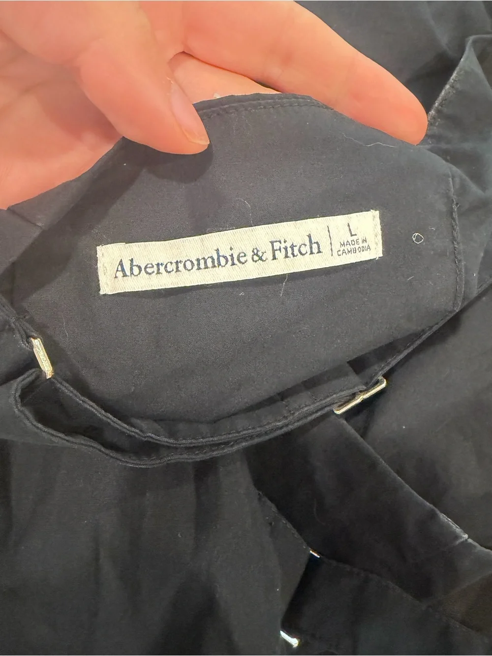 ABERCROMBIE & FITCH Black Cotton Tie Back Bow Cropped Tank Top_7